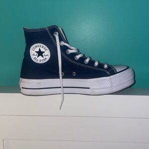 women’s Navy platform converse size 8